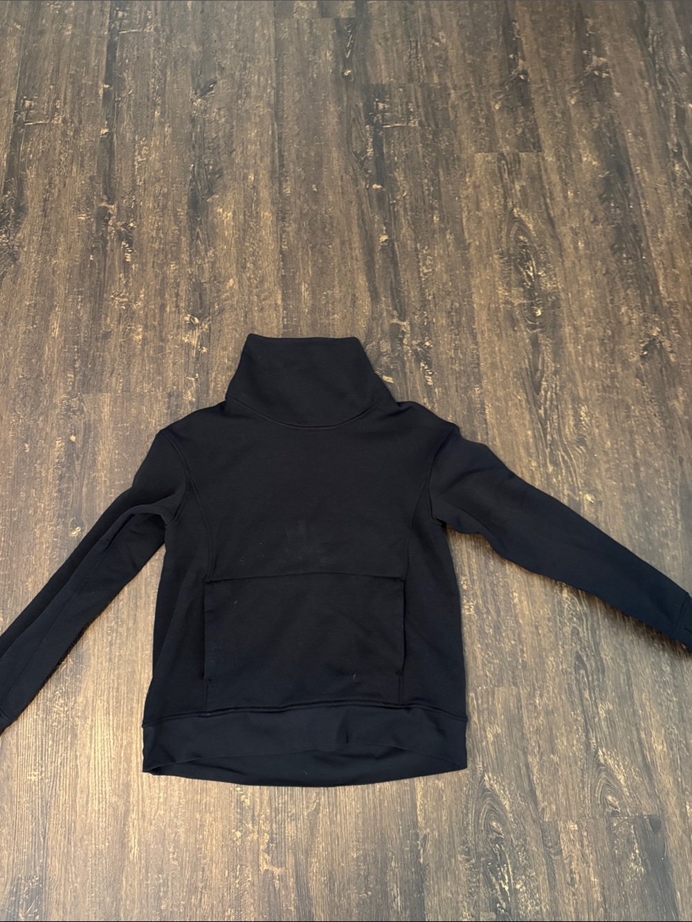 Black Funnel Neck Pullover Sweater